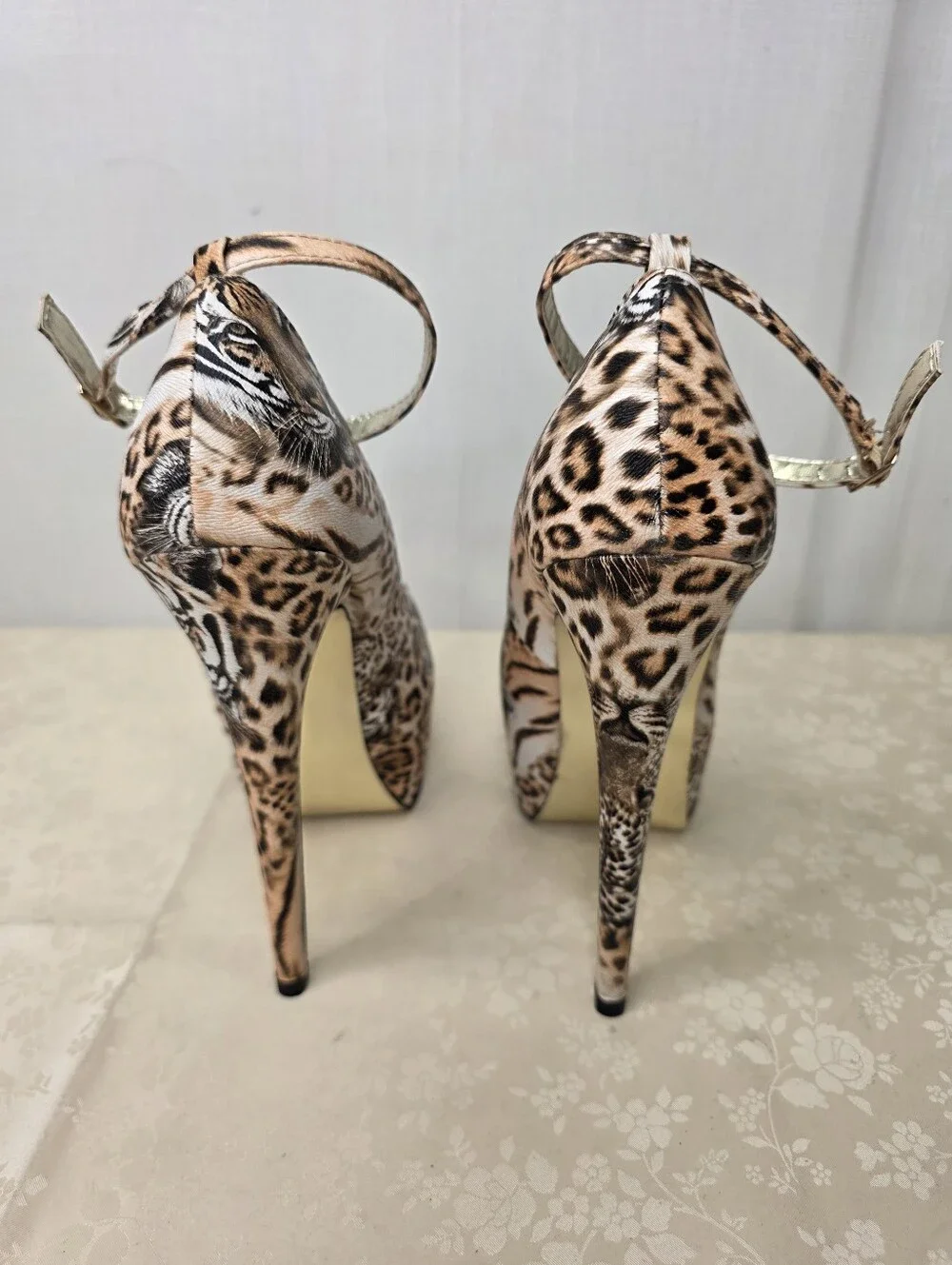 Bumper Animal Print Platform Heels Pumps Tiger Leopard Stiletto Size 7.5